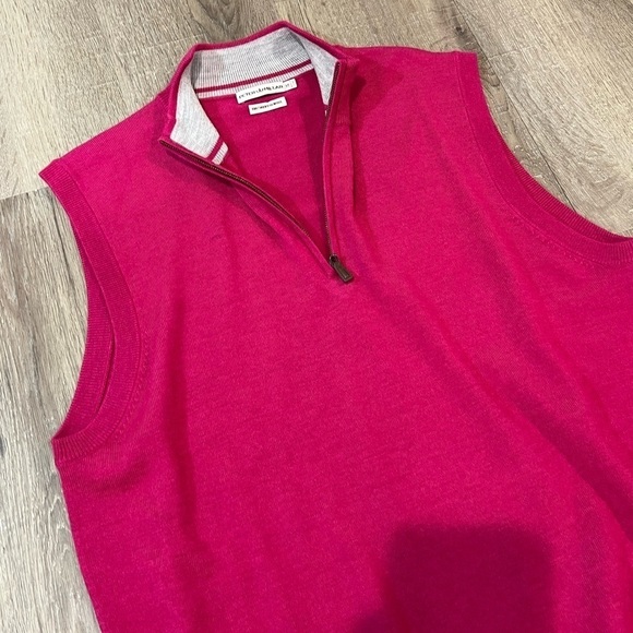Men’s Size M Peter Millar 100% Wool Magenta Pink Vest Golf Preppy Super Soft - Picture 6 of 8